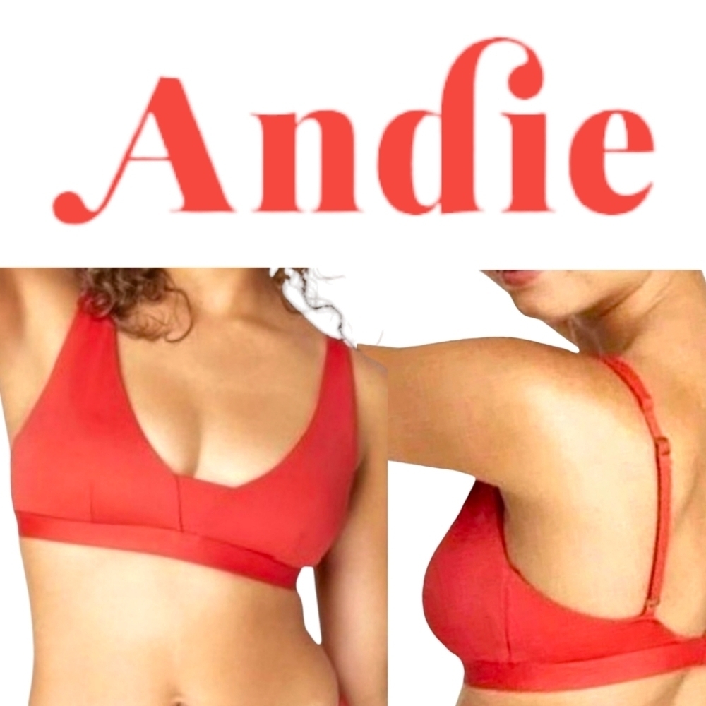 Andie Swim The Tahiti Bikini Top Chili Pepper Adj Straps Removable Cups LG NWT